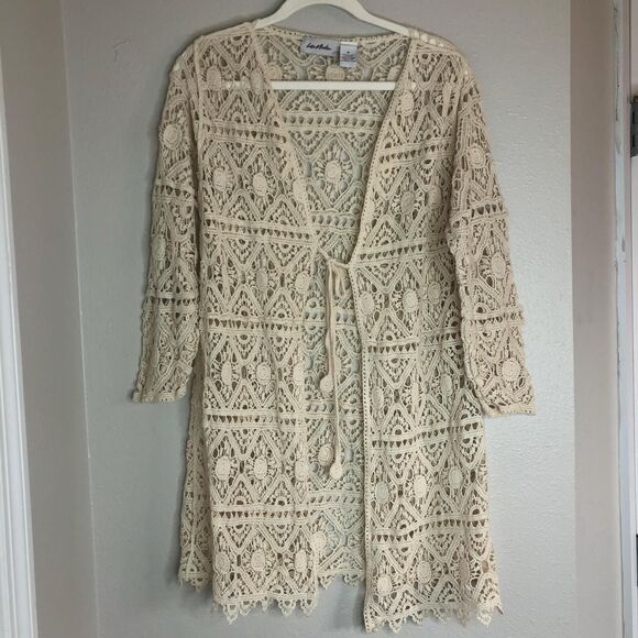 Le Moda Women's Cream and Tan Cardigan - Picture 1 of 5